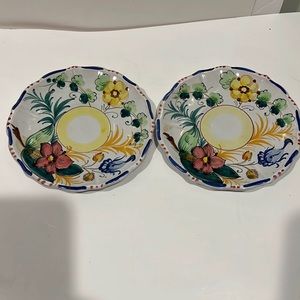 Two vintage Floral Saucers Made in Italy